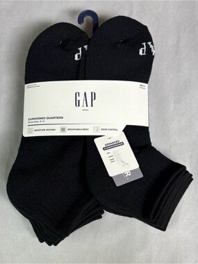 New Gap Socks Men’s Cushioned Quarters 6 Pair Black Socks Casual Activewear